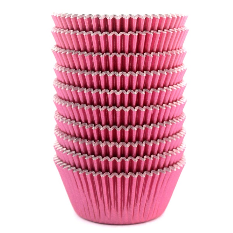 Eoonfirst Pink Foil Cupcake Case Liners Valentine's Day Baking Muffin Paper Cups 200 Pcs - Image 1